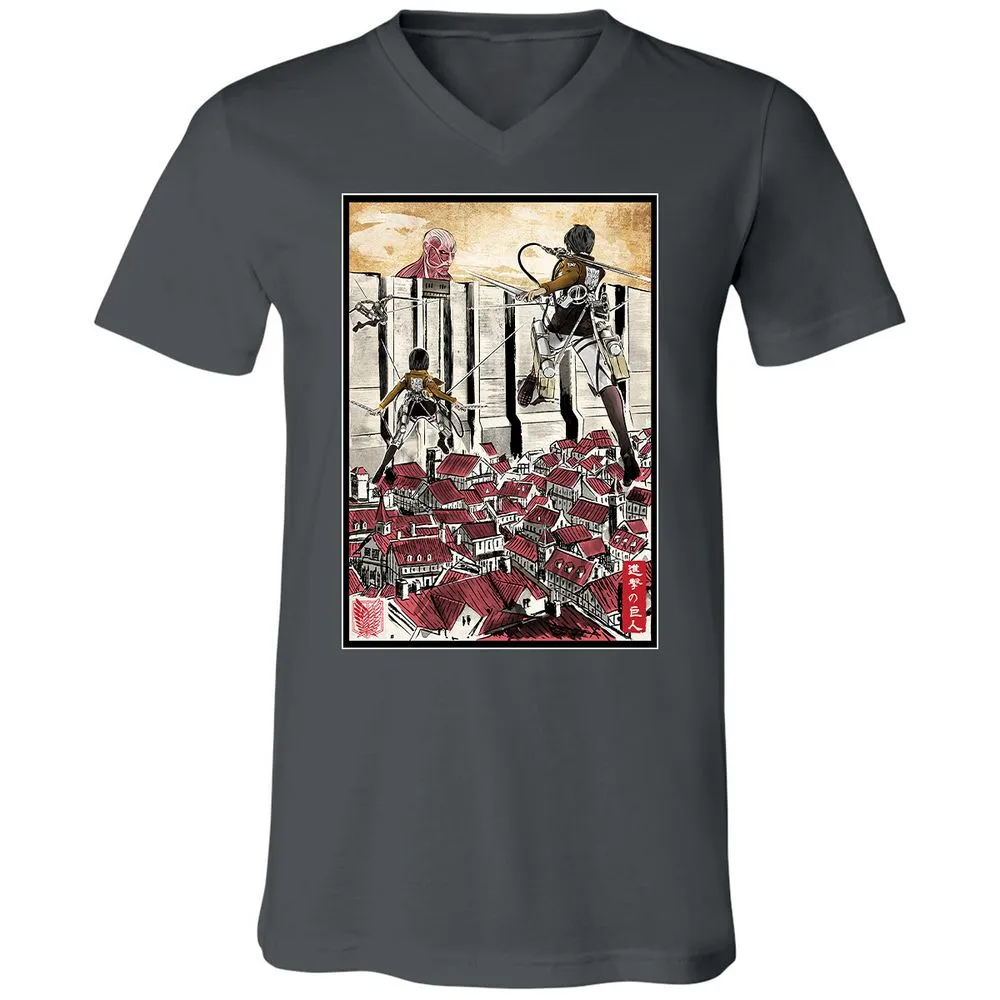 Unisex V-Neck T-Shirt - MYTWWEGZ - Asphalt - 12