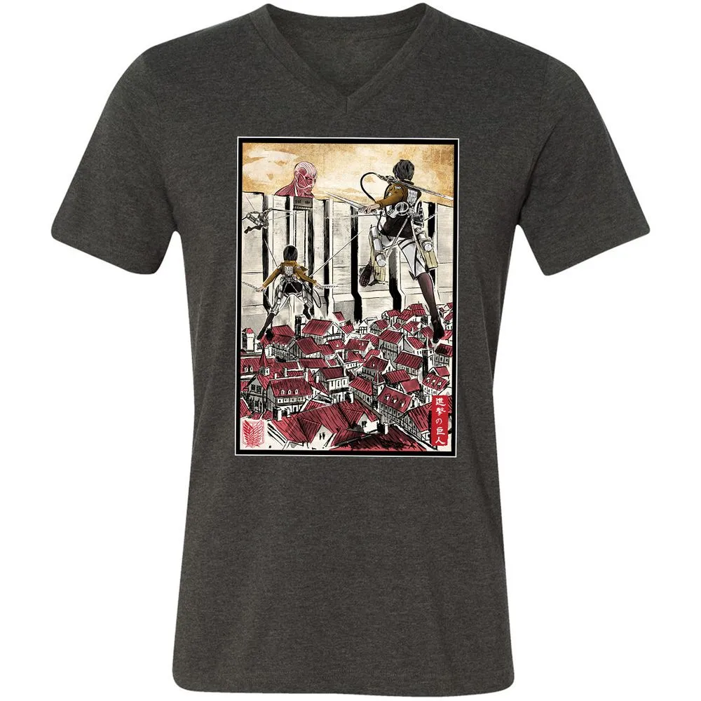 Unisex V-Neck T-Shirt - MYTWWEGZ - Dark Grey Heather - 8