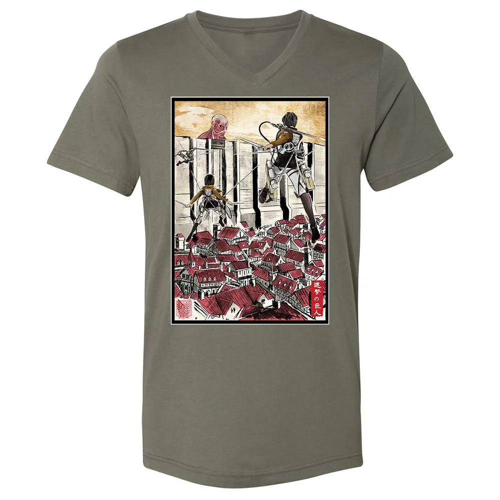 Unisex V-Neck T-Shirt - MYTWWEGZ - Military Green - 10