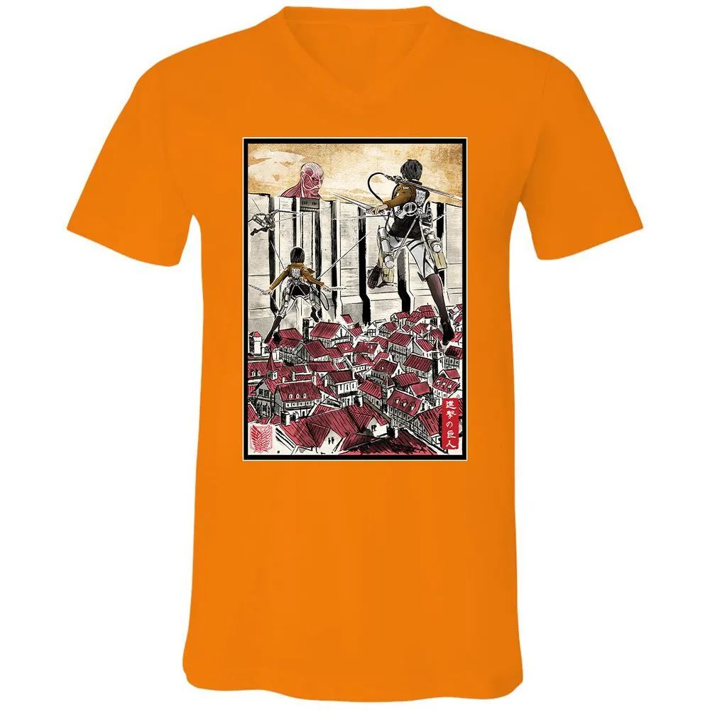 Unisex V-Neck T-Shirt - MYTWWEGZ - Orange - 11