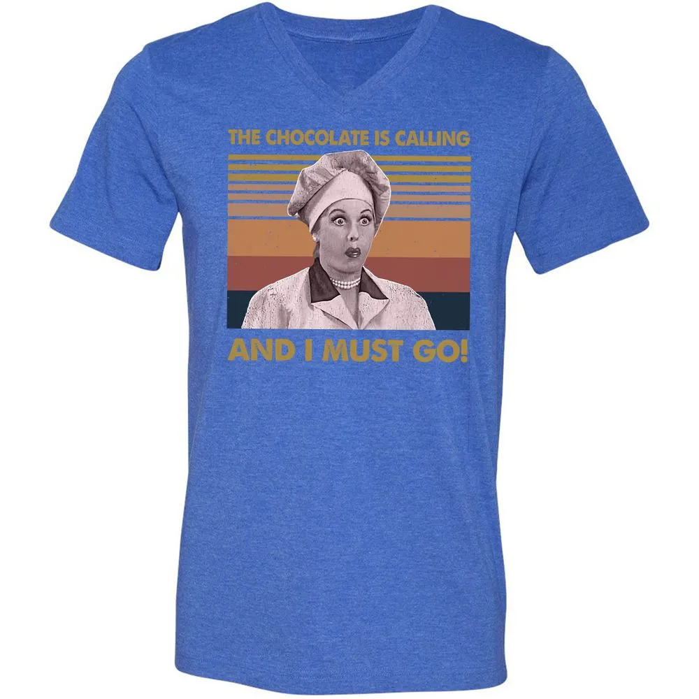 Unisex V-Neck T-Shirt - NQJJEM7R - Heather True Royal - 14