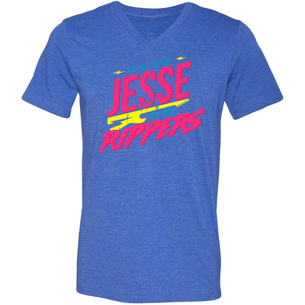 Unisex V-Neck T-Shirt - K2JCZP6X - Heather True Royal - 14