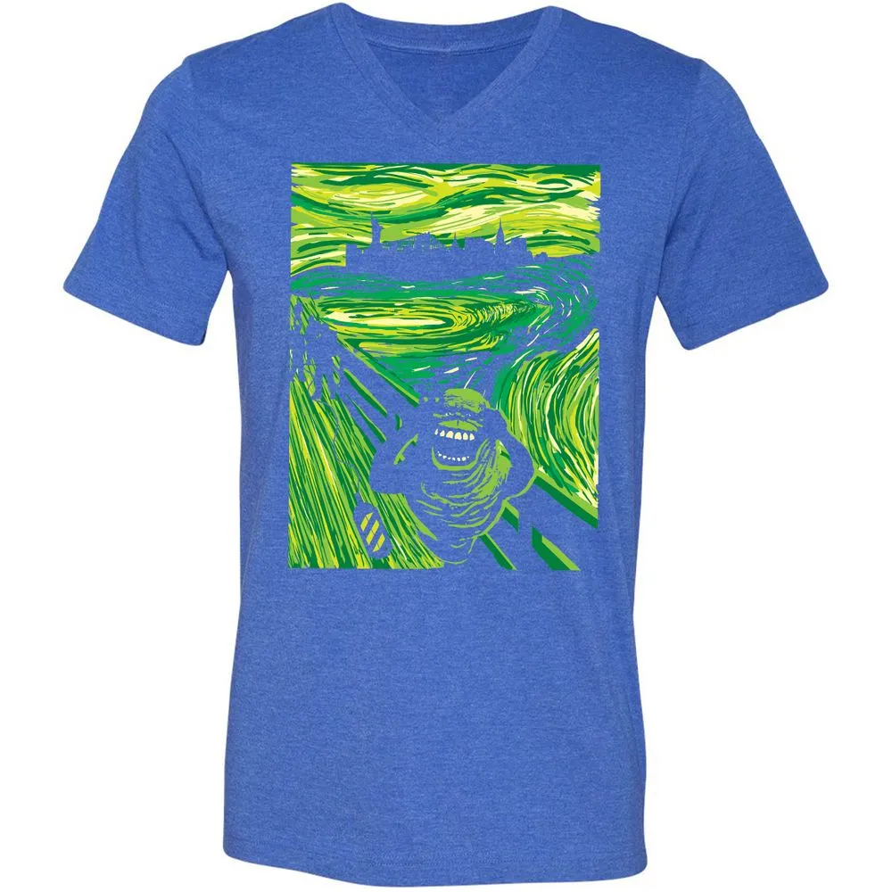 Unisex V-Neck T-Shirt - 5A78X846 - Heather True Royal - 14
