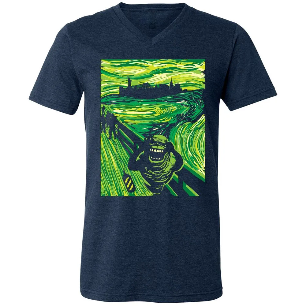Unisex V-Neck T-Shirt - 5A78X846 - Heather Navy - 15