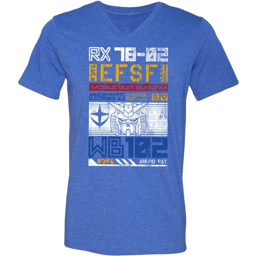Unisex V-Neck T-Shirt - RG7XS5CD - Heather True Royal - 14