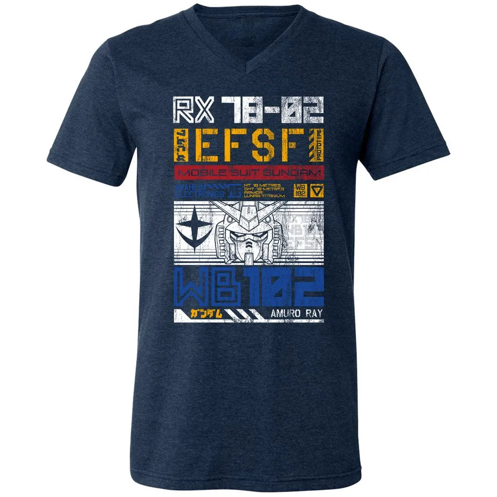 Unisex V-Neck T-Shirt - RG7XS5CD - Heather Navy - 15