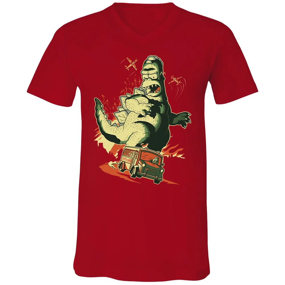 Unisex V-Neck T-Shirt - JD1X3D91 - Red - 3