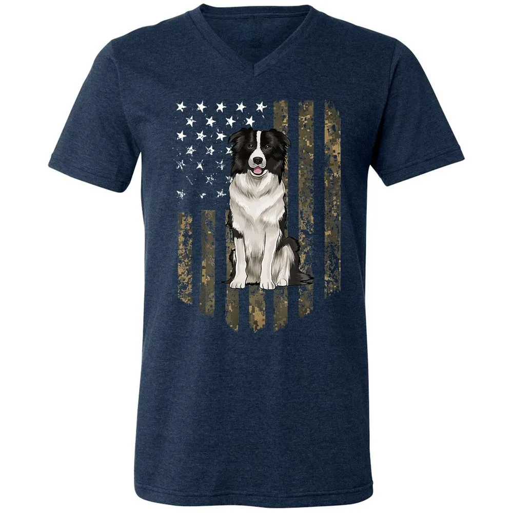 Unisex V-Neck T-Shirt - CMHFVAAW - Heather Navy - 15