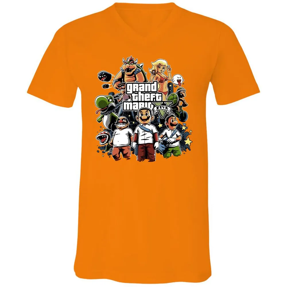 Unisex V-Neck T-Shirt - F39AGP7U - Orange - 11