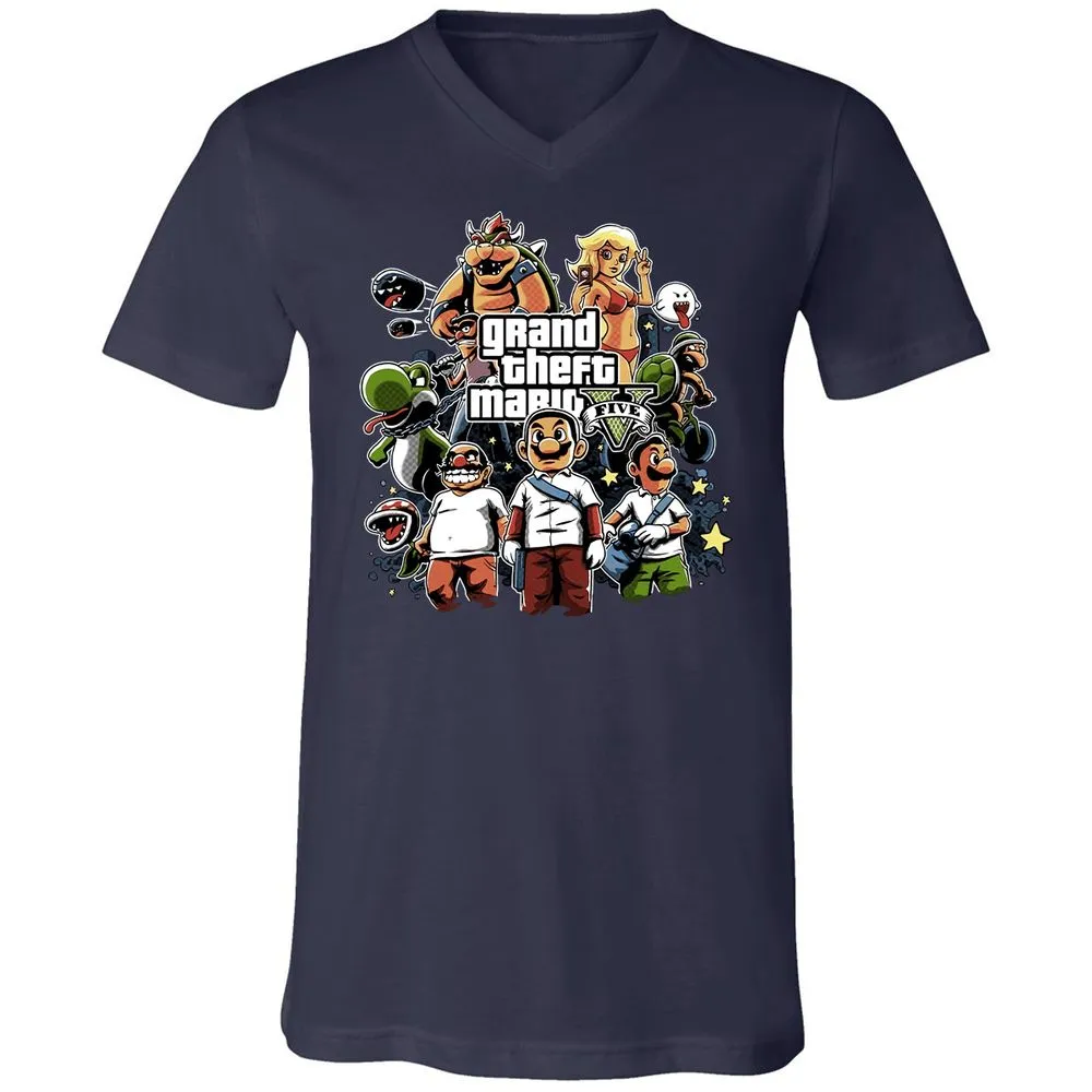 Unisex V-Neck T-Shirt - F39AGP7U - Navy - 2