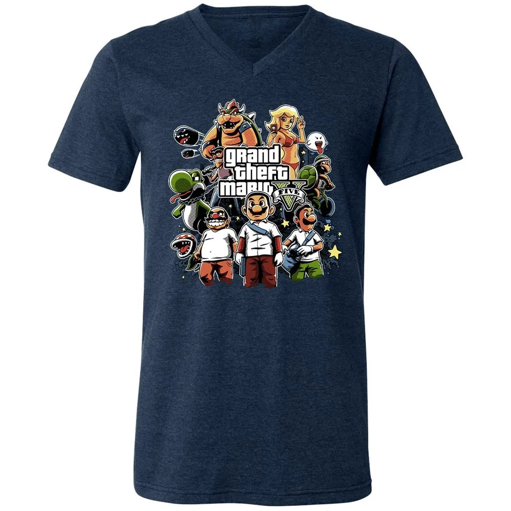 Unisex V-Neck T-Shirt - F39AGP7U - Heather Navy - 15