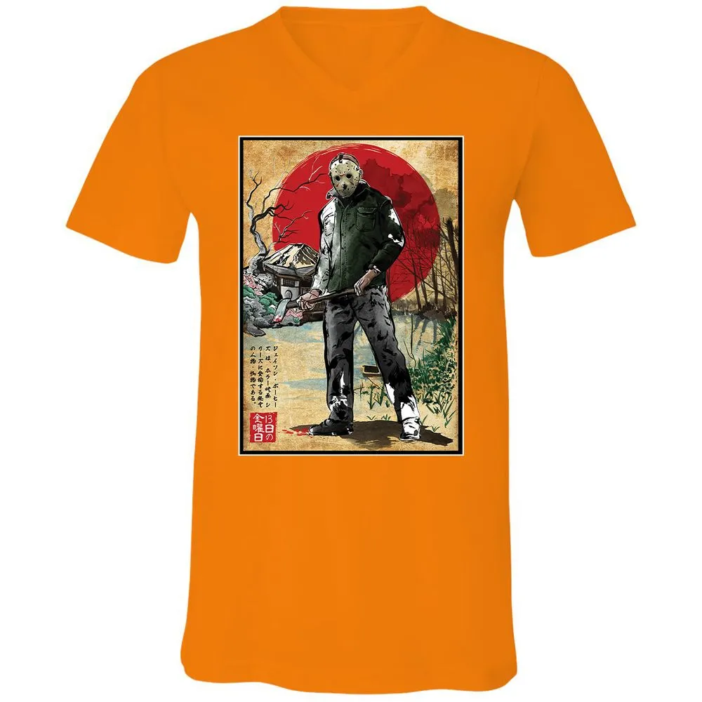 Unisex V-Neck T-Shirt - 6VH9C7LV - Orange - 11