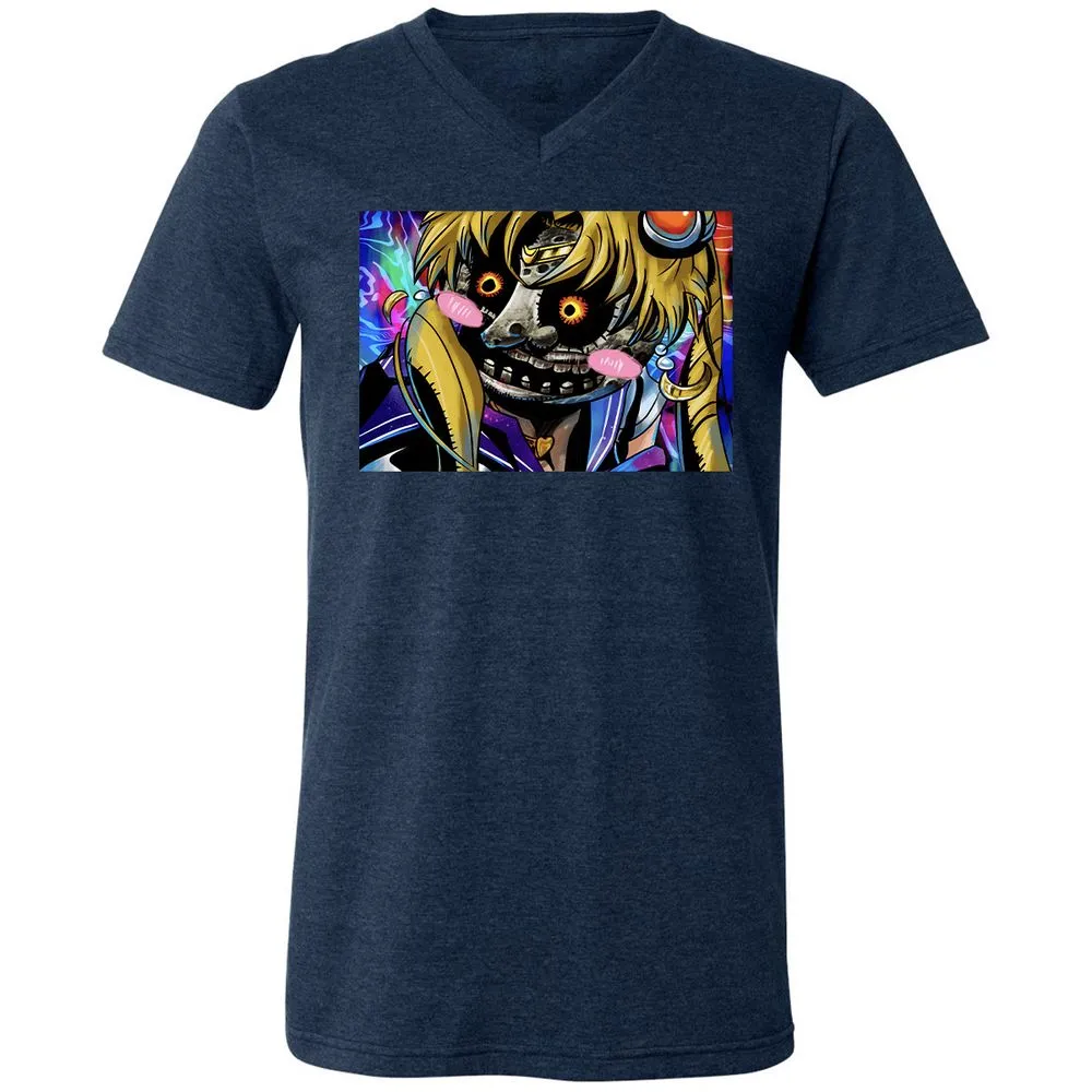 Unisex V-Neck T-Shirt - AP63H629 - Heather Navy - 15