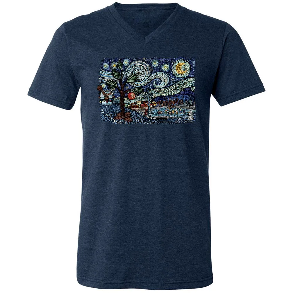 Unisex V-Neck T-Shirt - 9PCYSMEE - Heather Navy - 15