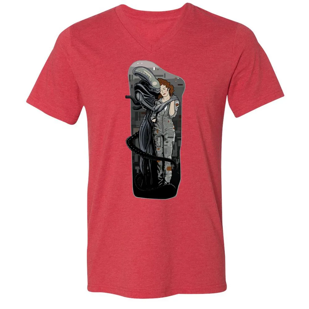 Unisex V-Neck T-Shirt - R4KUAQ4D - Heather Red - 16