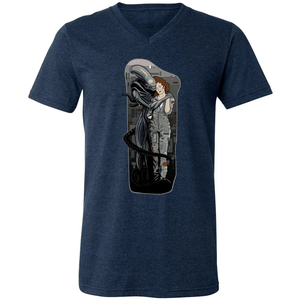 Unisex V-Neck T-Shirt - R4KUAQ4D - Heather Navy - 15