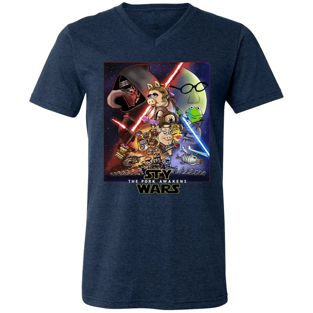 Unisex V-Neck T-Shirt - TKRUB669 - Heather Navy - 15