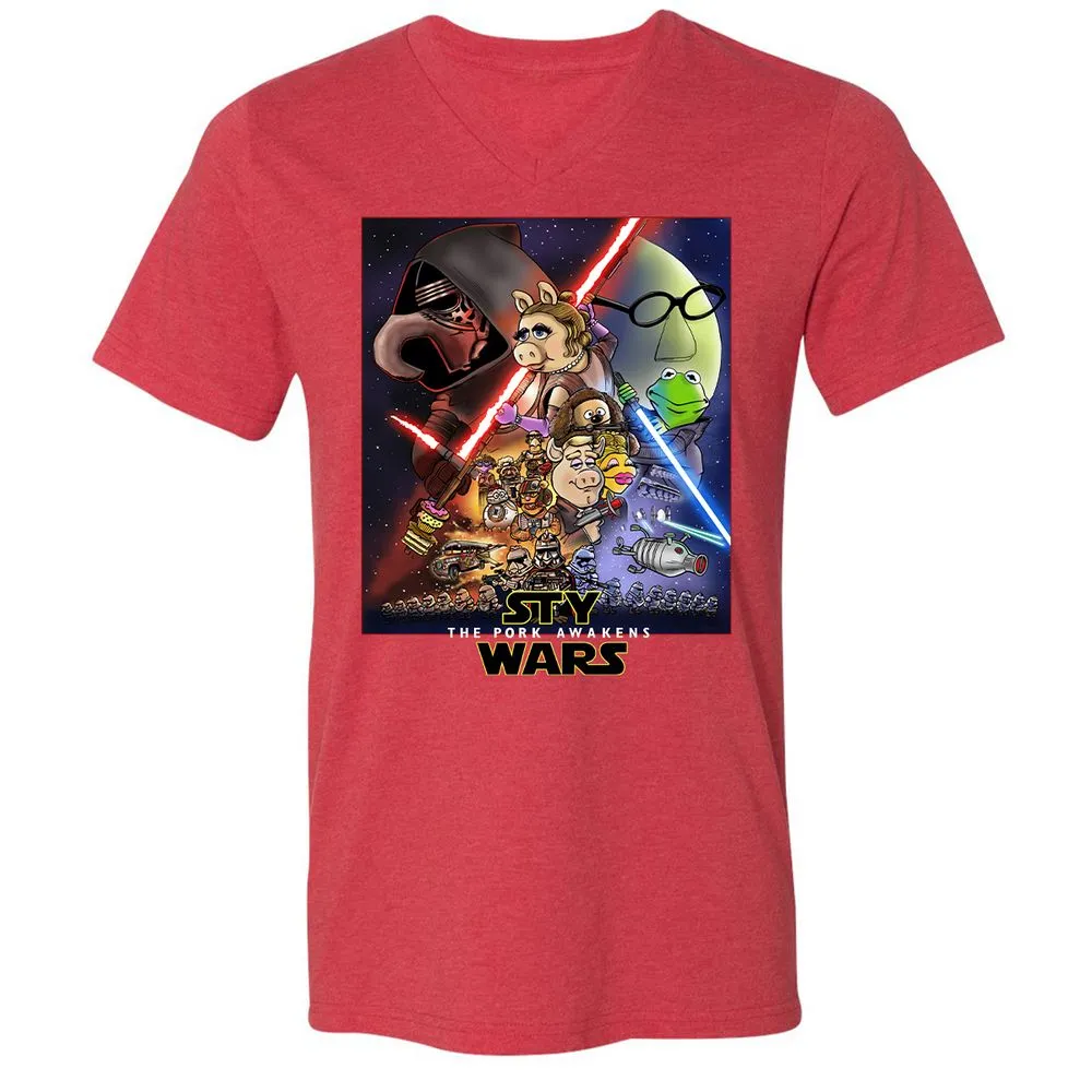 Unisex V-Neck T-Shirt - TKRUB669 - Heather Red - 16
