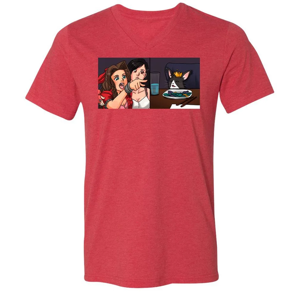 Unisex V-Neck T-Shirt - 9X5XNSQZ - Heather Red - 16