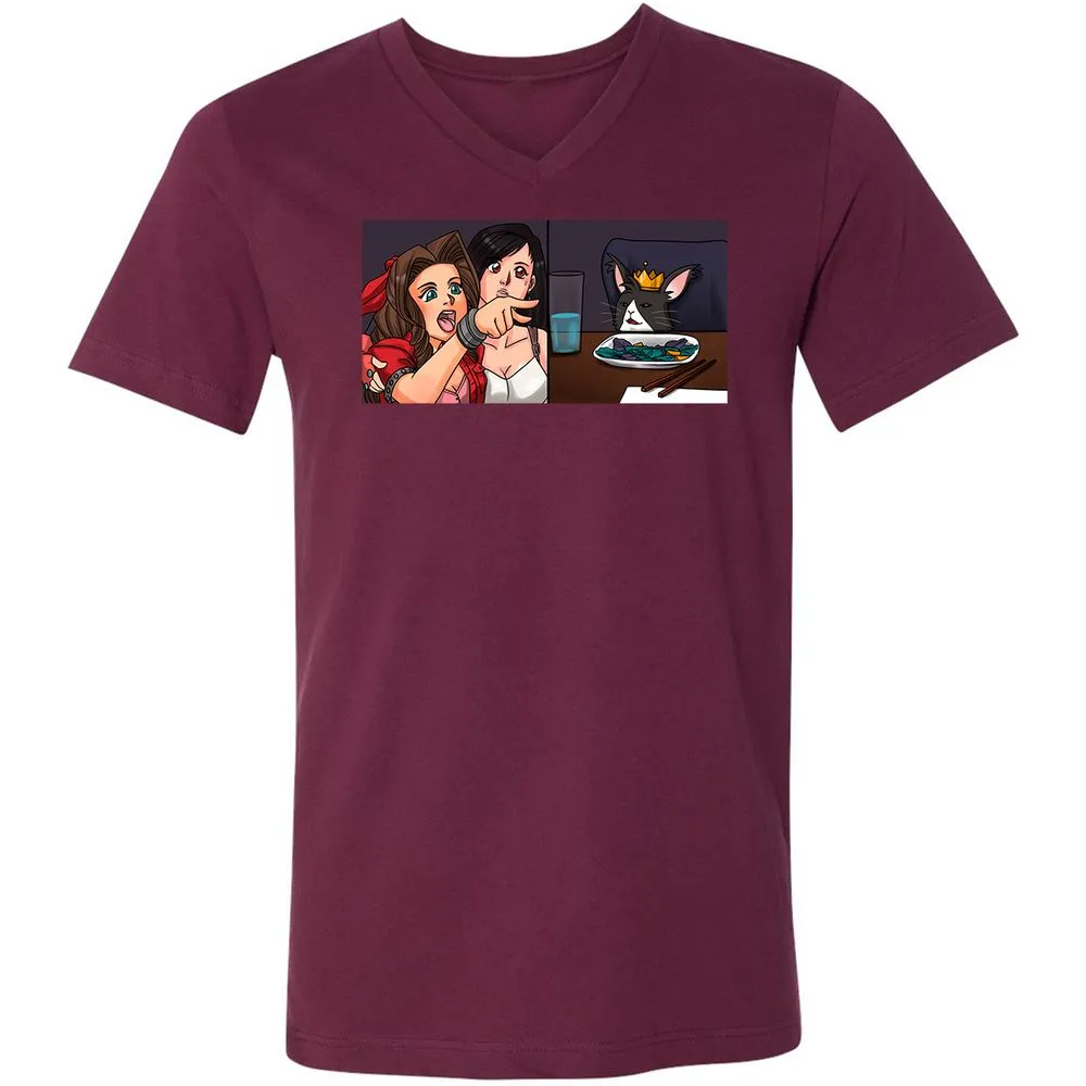 Unisex V-Neck T-Shirt - 9X5XNSQZ - Maroon - 6