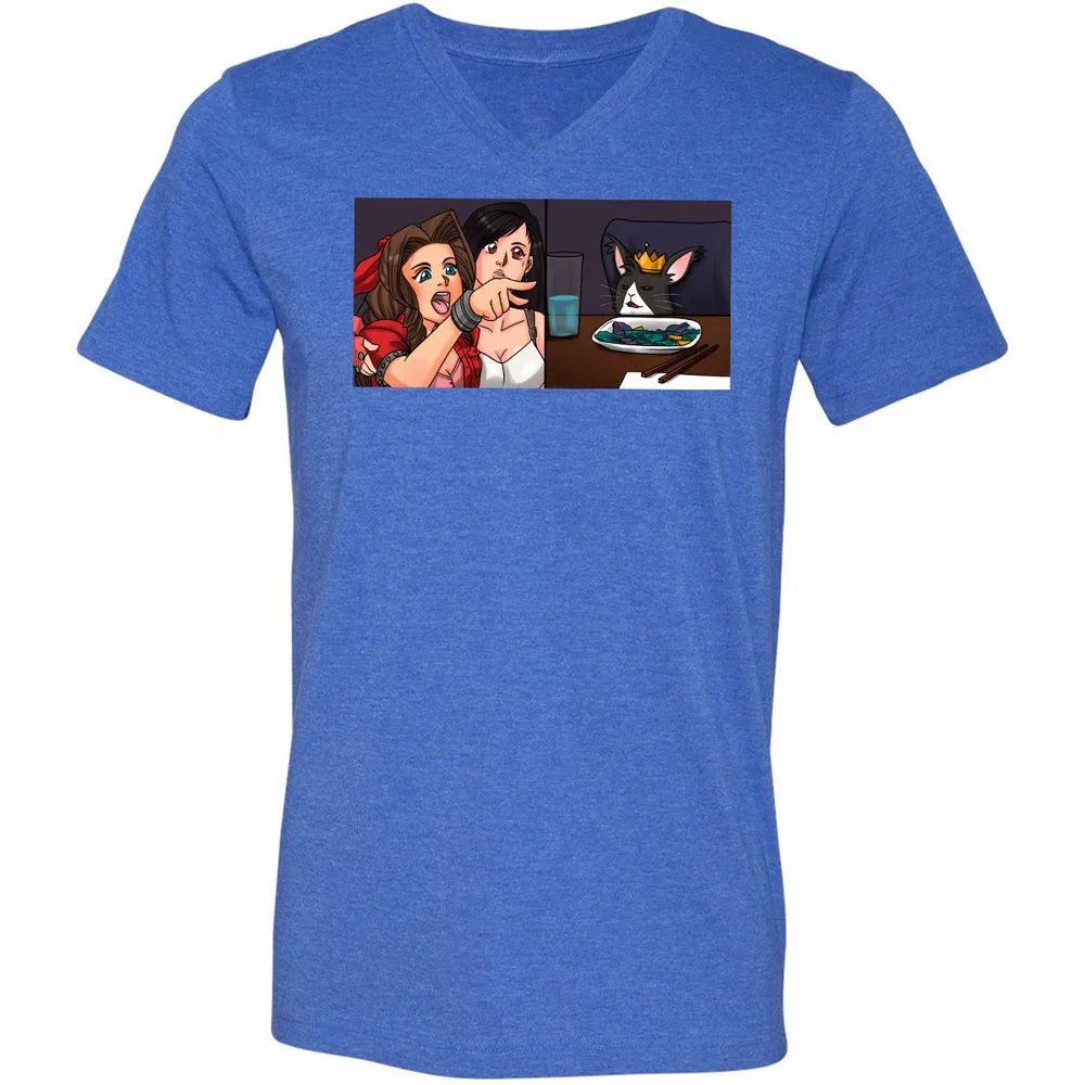 Unisex V-Neck T-Shirt - 9X5XNSQZ - Heather True Royal - 14