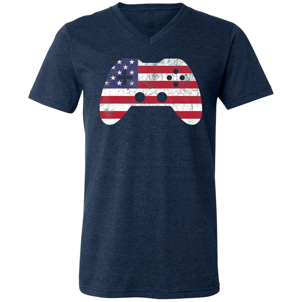 Unisex V-Neck T-Shirt - SKTKF55Q - Heather Navy - 15