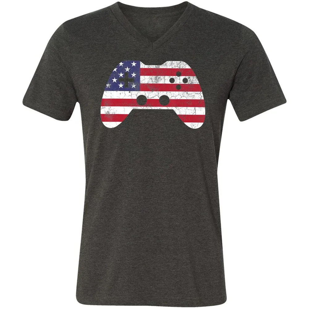 Unisex V-Neck T-Shirt - SKTKF55Q - Dark Grey Heather - 8