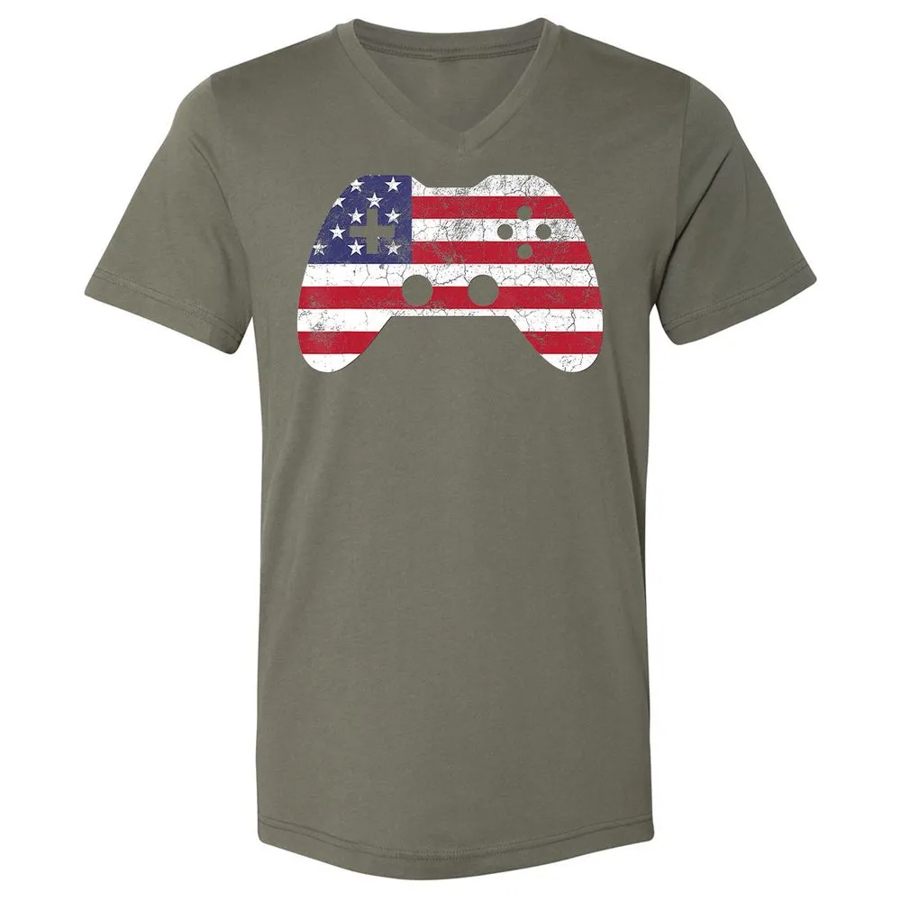 Unisex V-Neck T-Shirt - SKTKF55Q - Military Green - 10