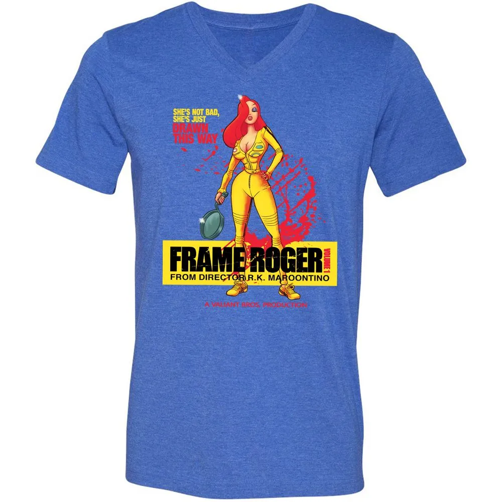 Unisex V-Neck T-Shirt - 8Z9T3HQH - Heather True Royal - 14