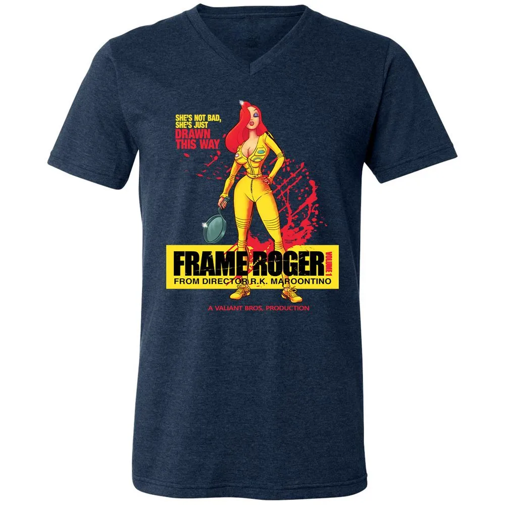 Unisex V-Neck T-Shirt - 8Z9T3HQH - Heather Navy - 15