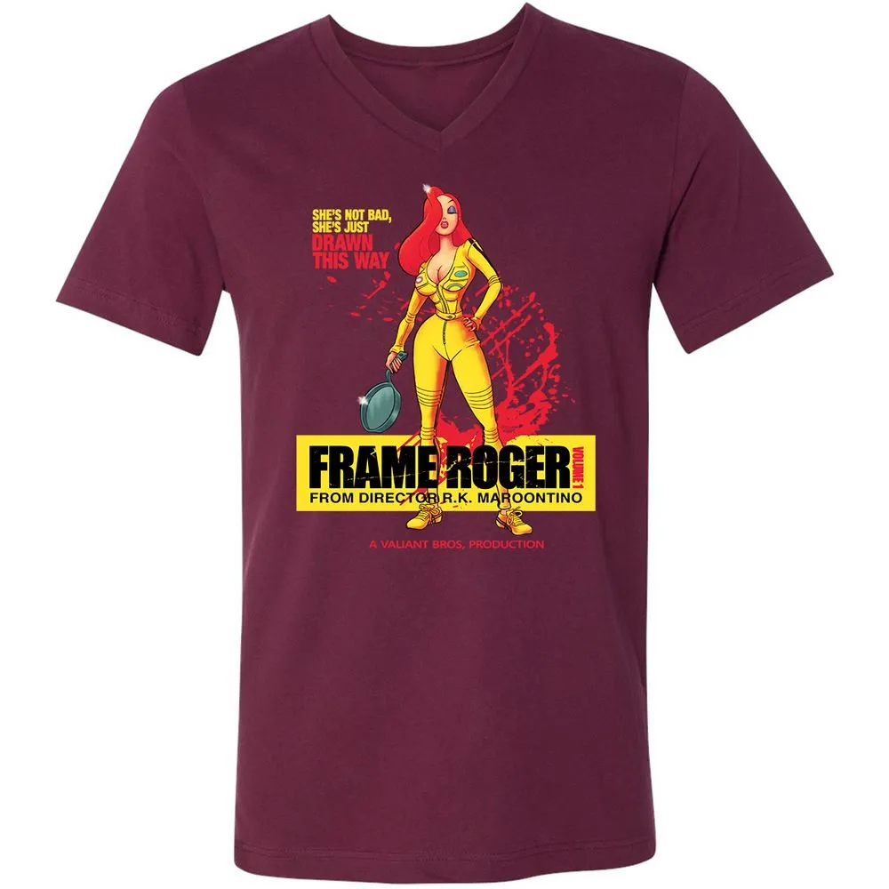 Unisex V-Neck T-Shirt - 8Z9T3HQH - Maroon - 6