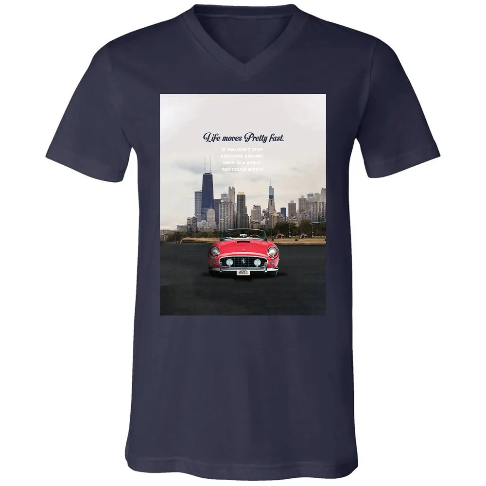 Unisex V-Neck T-Shirt - ZNMPSCJL - Navy - 2