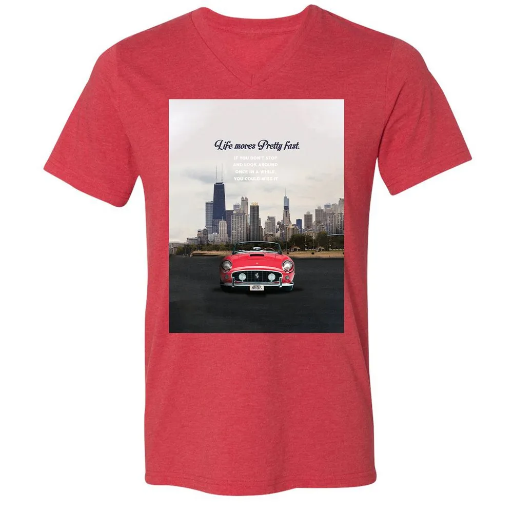 Unisex V-Neck T-Shirt - ZNMPSCJL - Heather Red - 16