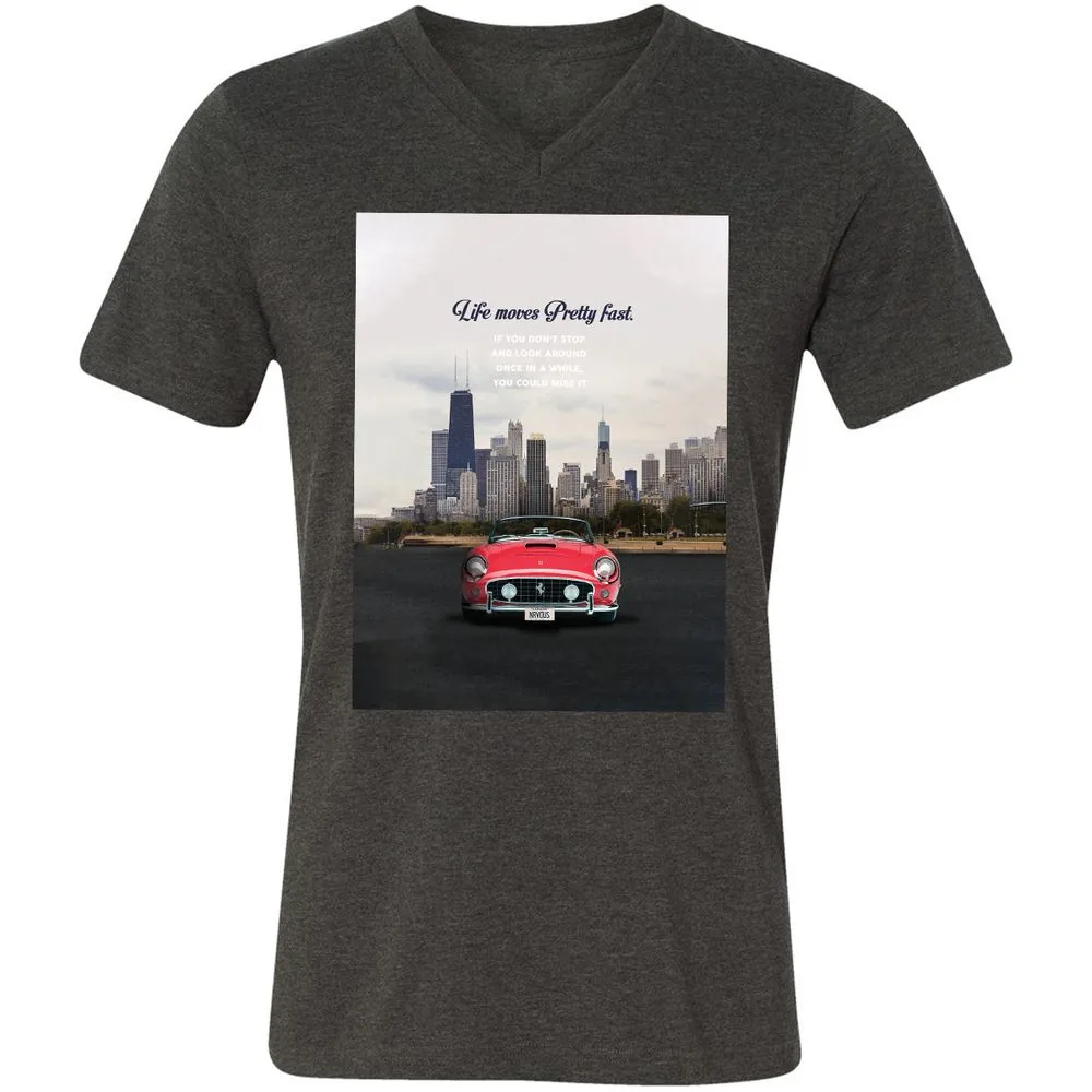 Unisex V-Neck T-Shirt - ZNMPSCJL - Dark Grey Heather - 8