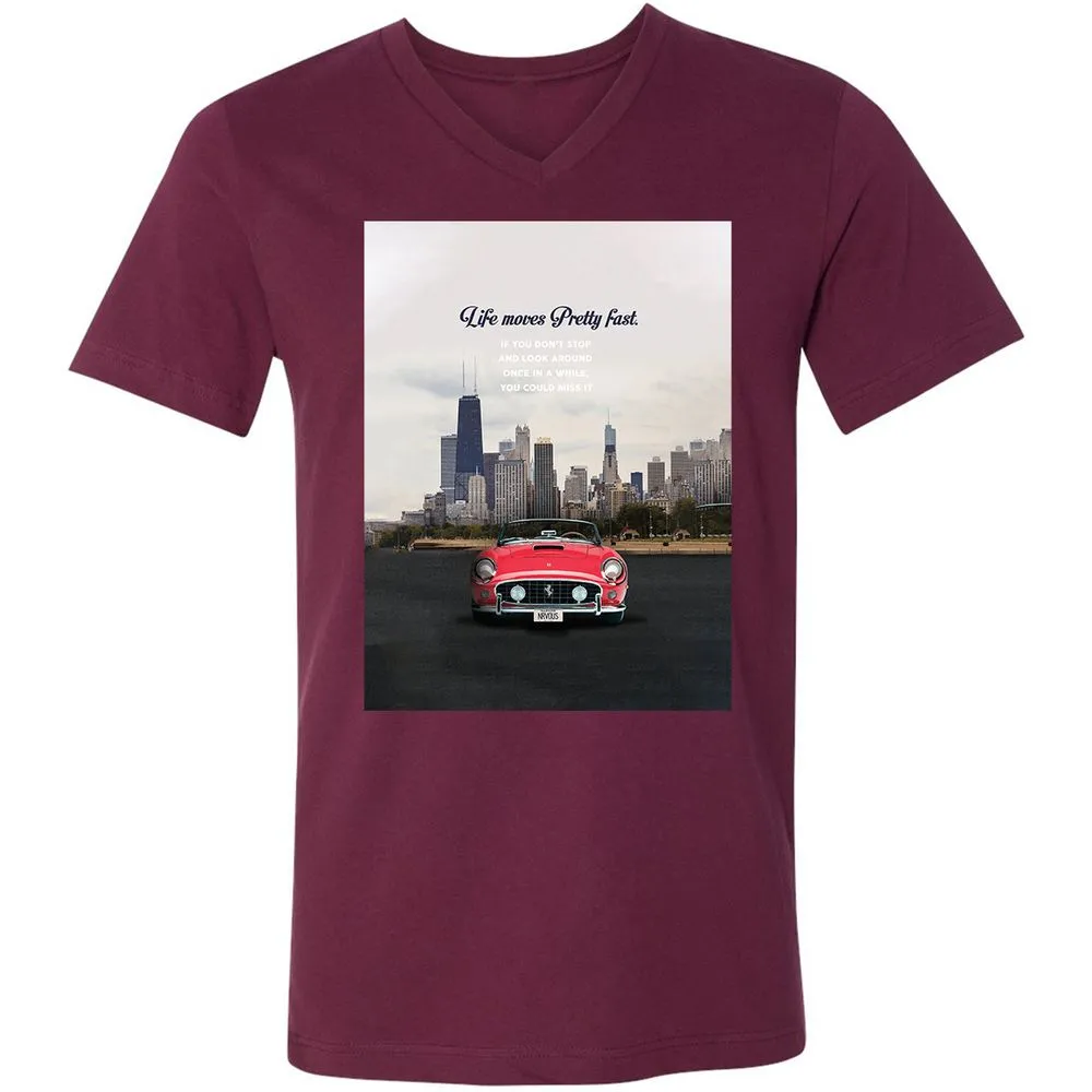 Unisex V-Neck T-Shirt - ZNMPSCJL - Maroon - 6