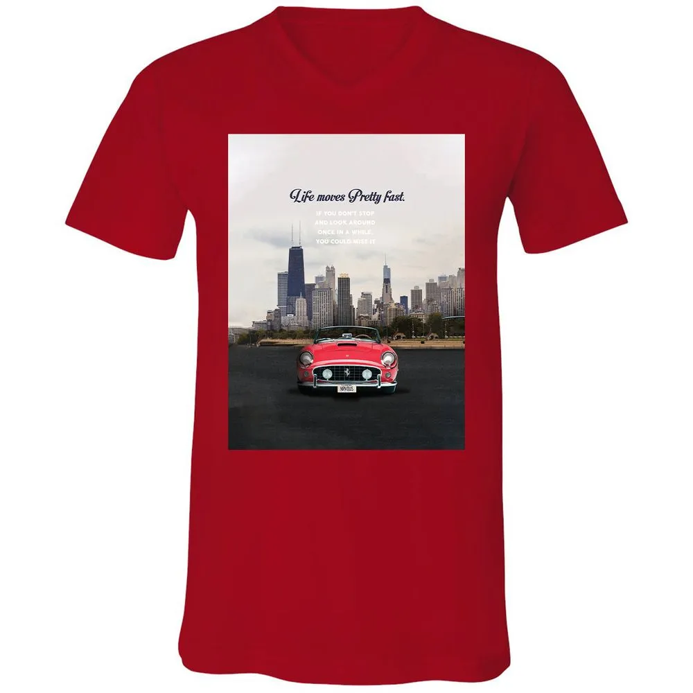 Unisex V-Neck T-Shirt - ZNMPSCJL - Red - 3