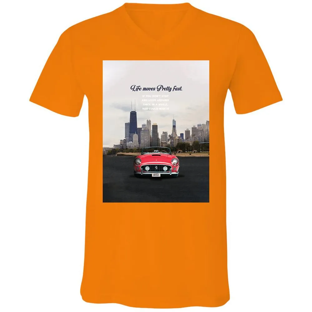 Unisex V-Neck T-Shirt - ZNMPSCJL - Orange - 11