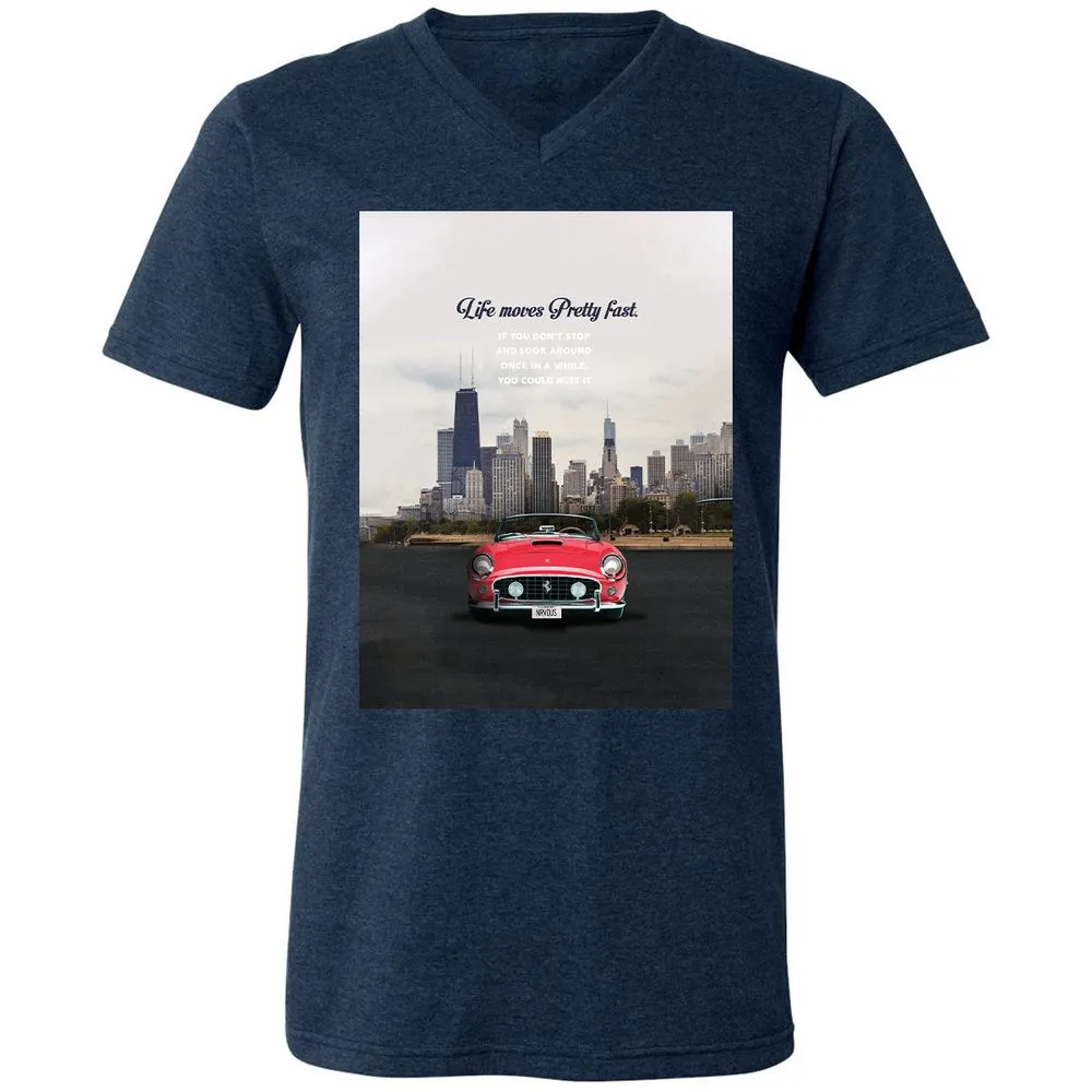 Unisex V-Neck T-Shirt - ZNMPSCJL - Heather Navy - 15