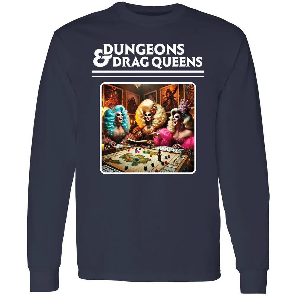 Dungeons & Drag Queens Long Sleeve T-Shirt - Navy - 2