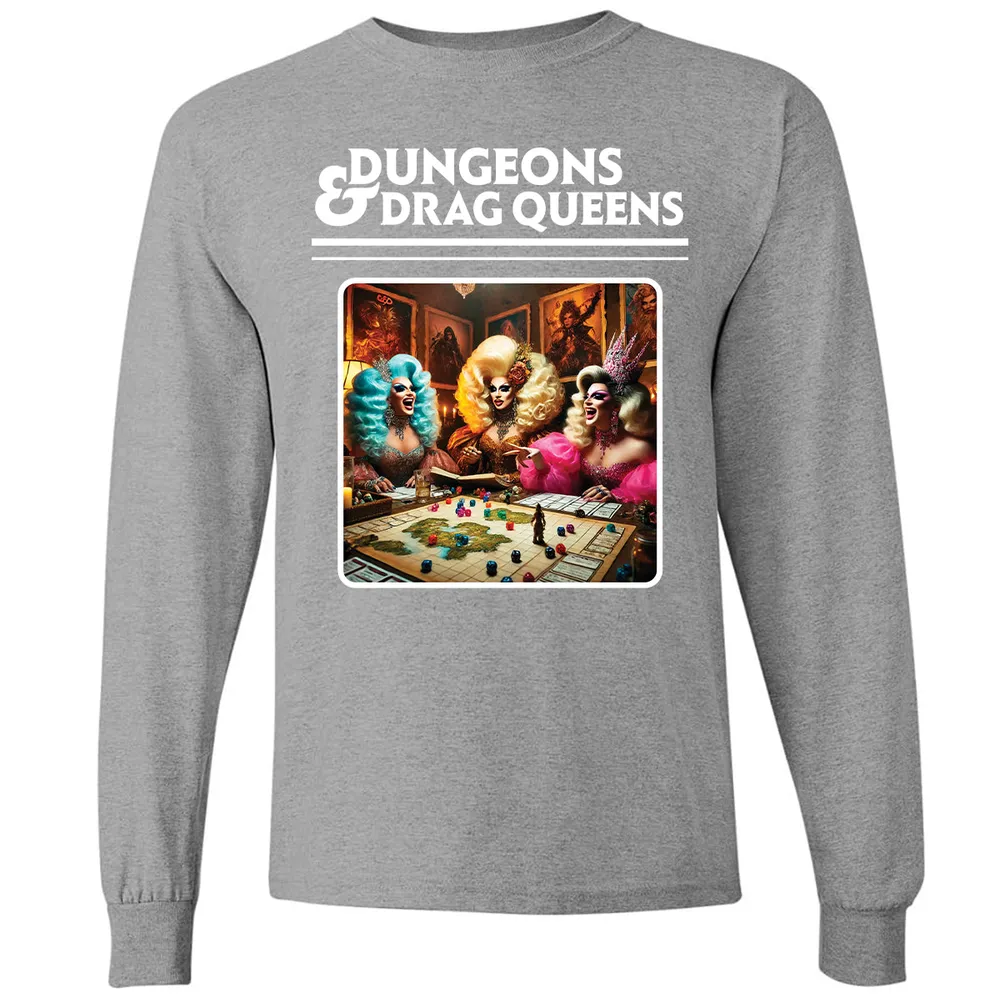 Dungeons & Drag Queens Long Sleeve T-Shirt - Graphite Heather - 6