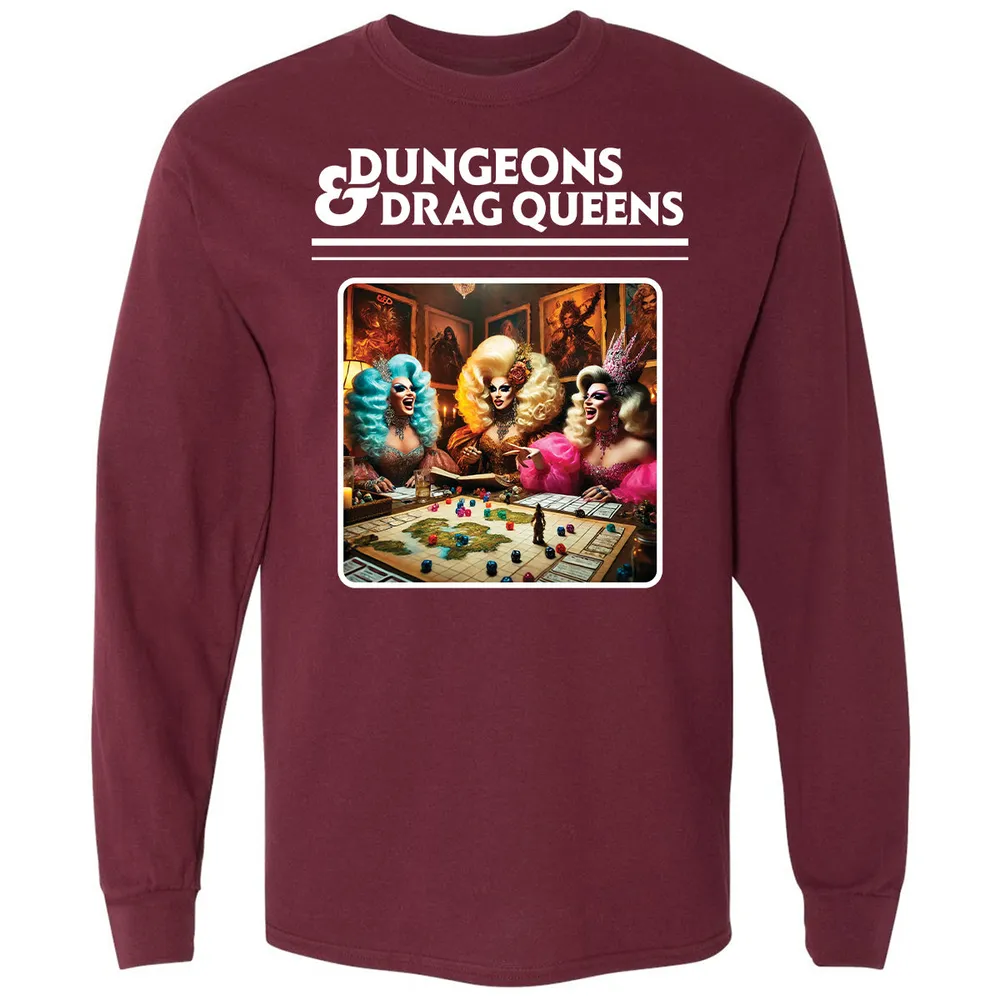 Dungeons & Drag Queens Long Sleeve T-Shirt - Maroon - 11