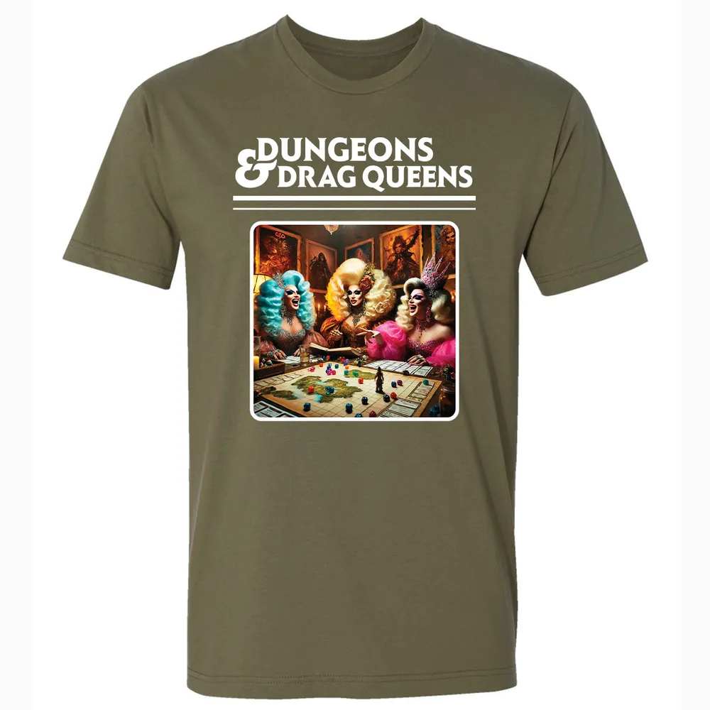 Dungeons & Drag Queens Premium Unisex T-Shirt - Military Green - 5