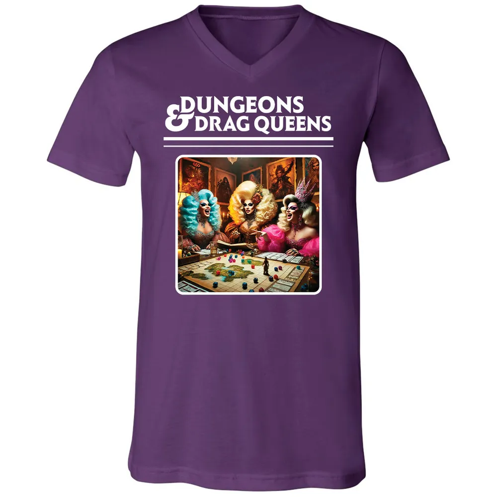 Dungeons & Drag Queens Unisex V-Neck T-Shirt - Team Purple - 9