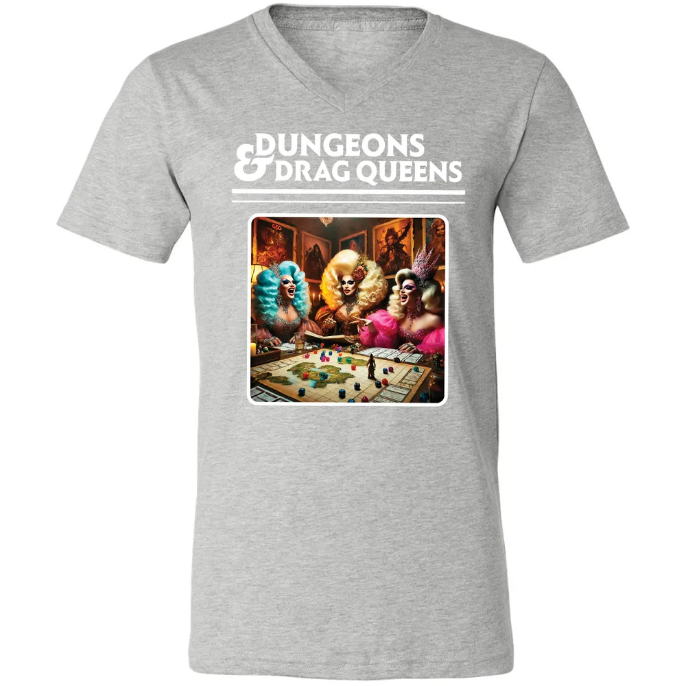 Dungeons & Drag Queens Unisex V-Neck T-Shirt - Athletic Heather - 7