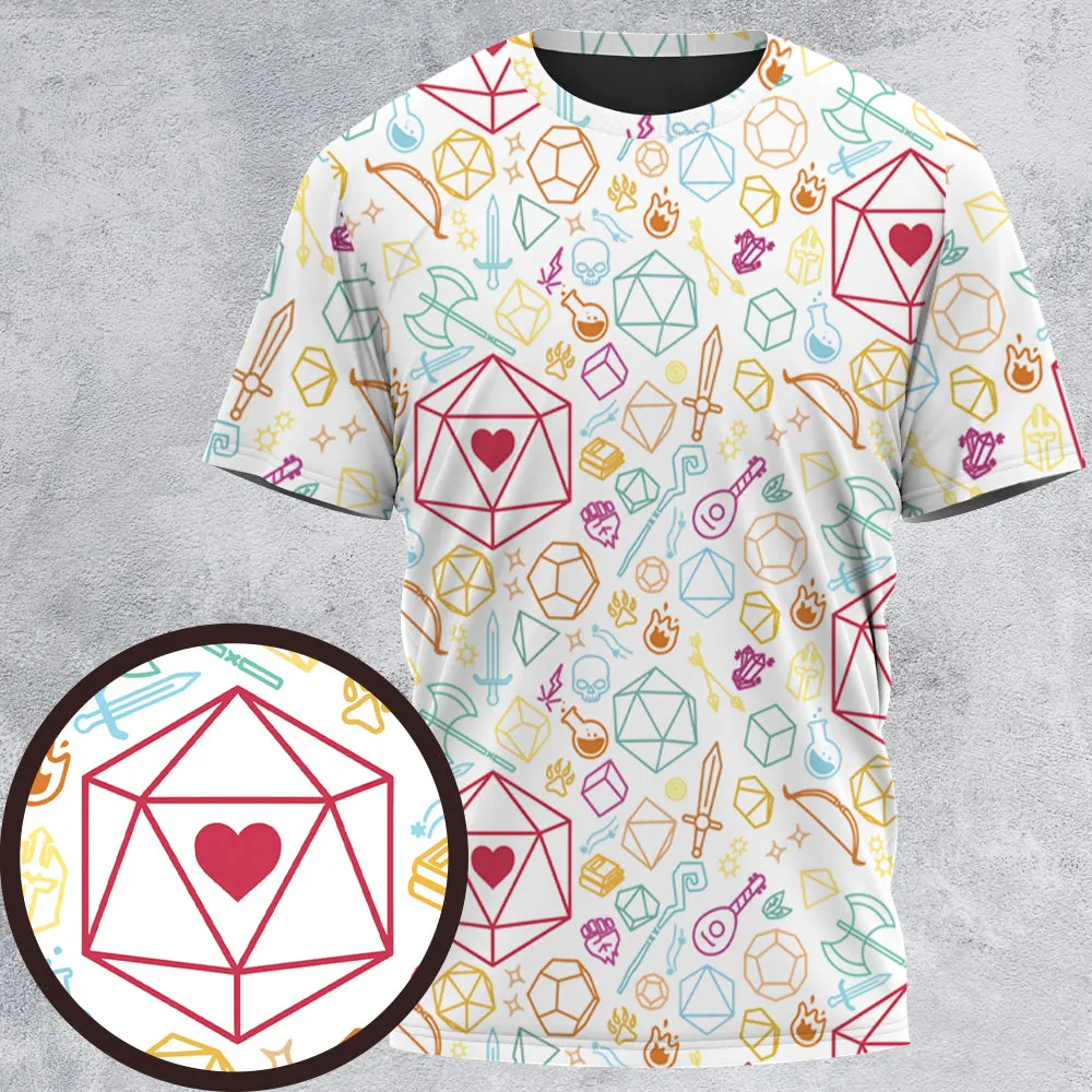 Dice Heart RPG All-Over Print Unisex T-Shirt - 2