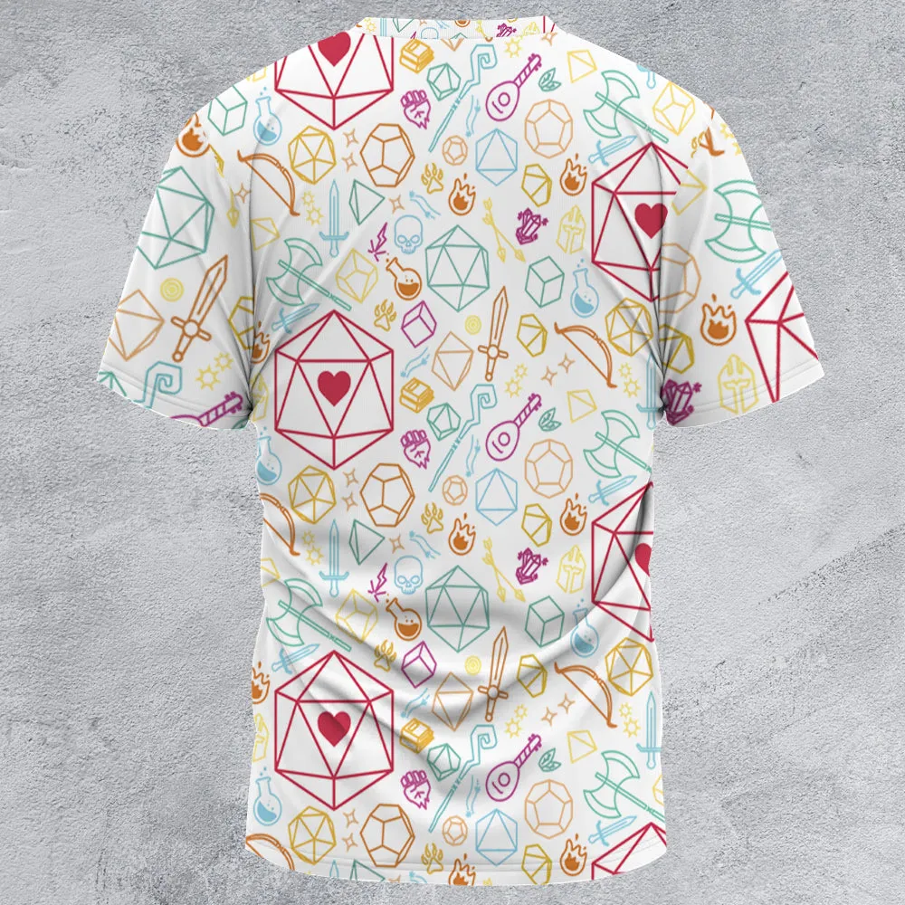 Dice Heart RPG All-Over Print Unisex T-Shirt - 3