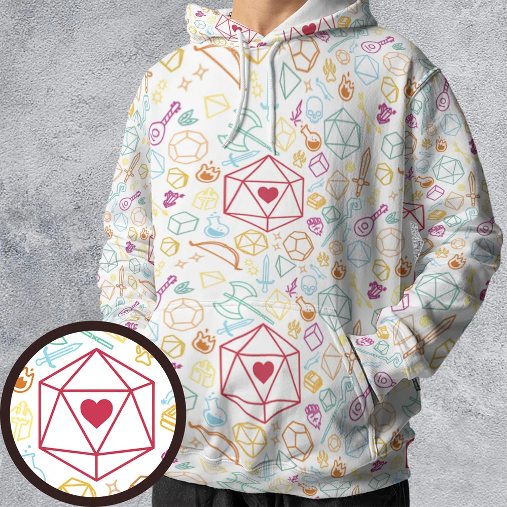Dice Heart RPG All-over Print Hoodie - 1