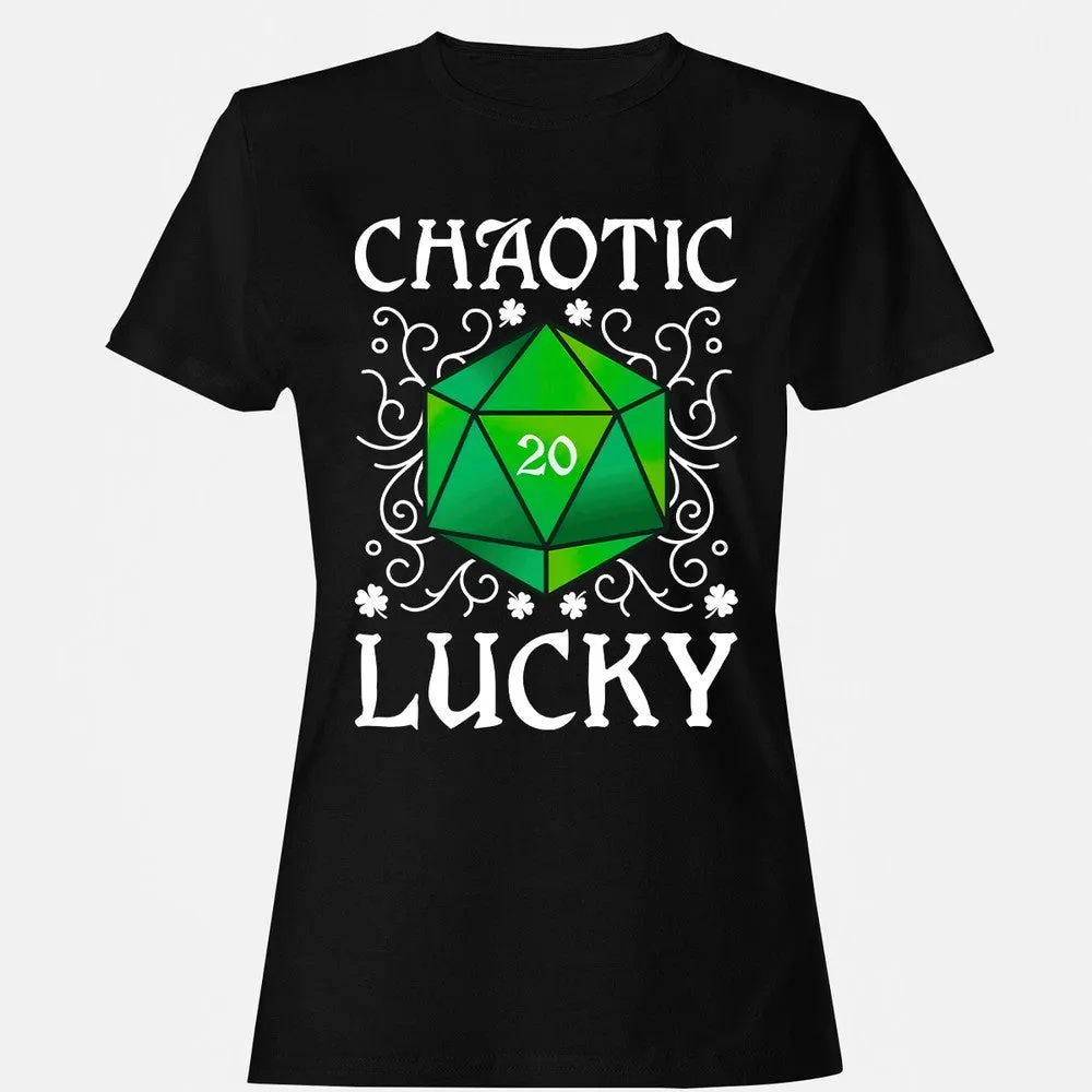 Chaotic Lucky D20 Dice Women's T-Shirt - Black - 1