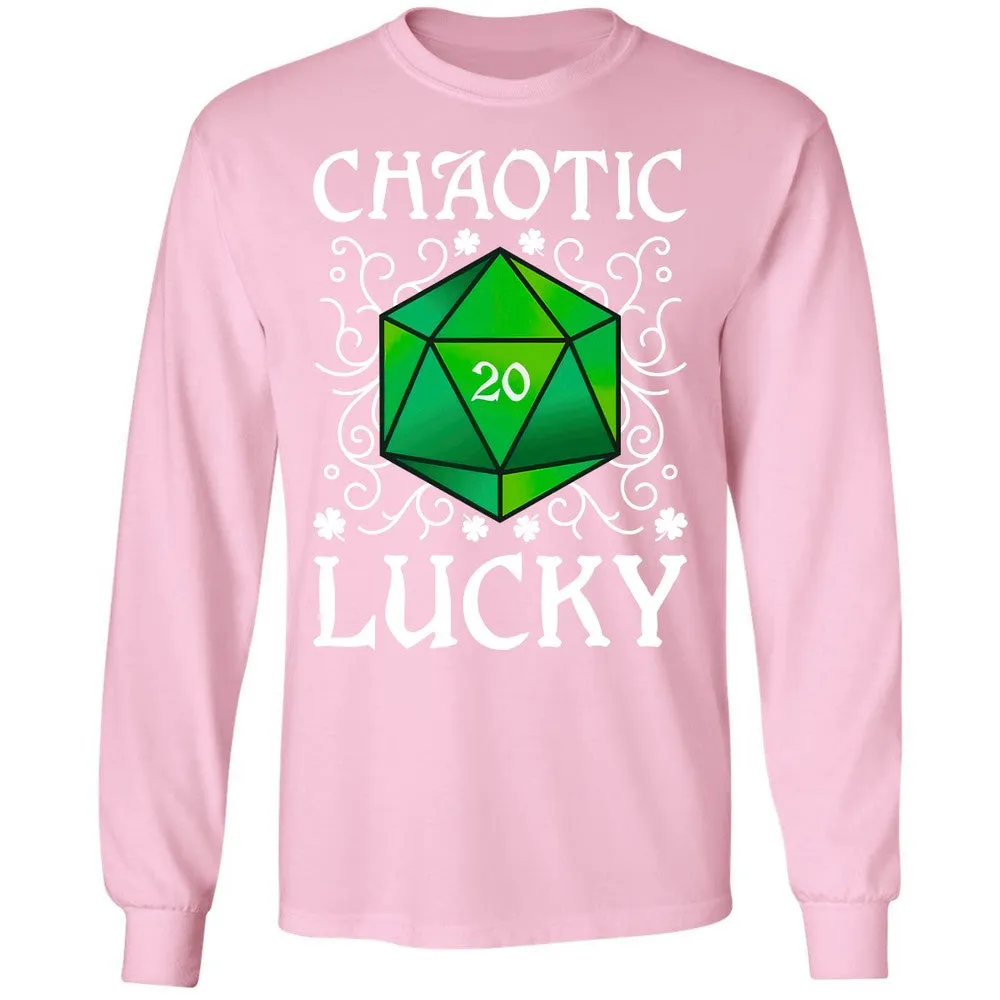Chaotic Lucky D20 Dice Long Sleeve T-Shirt - Light Pink - 3