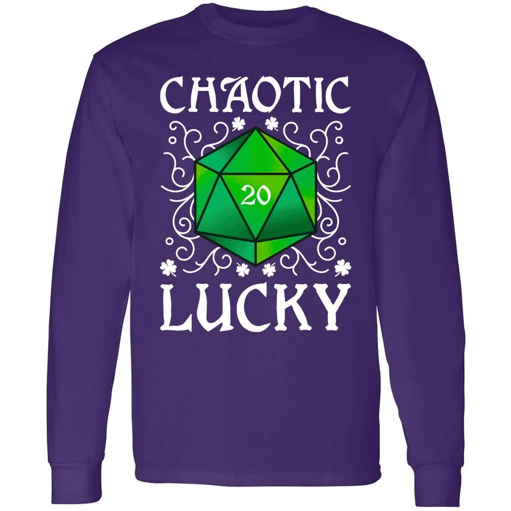 Chaotic Lucky D20 Dice Long Sleeve T-Shirt - Purple - 13